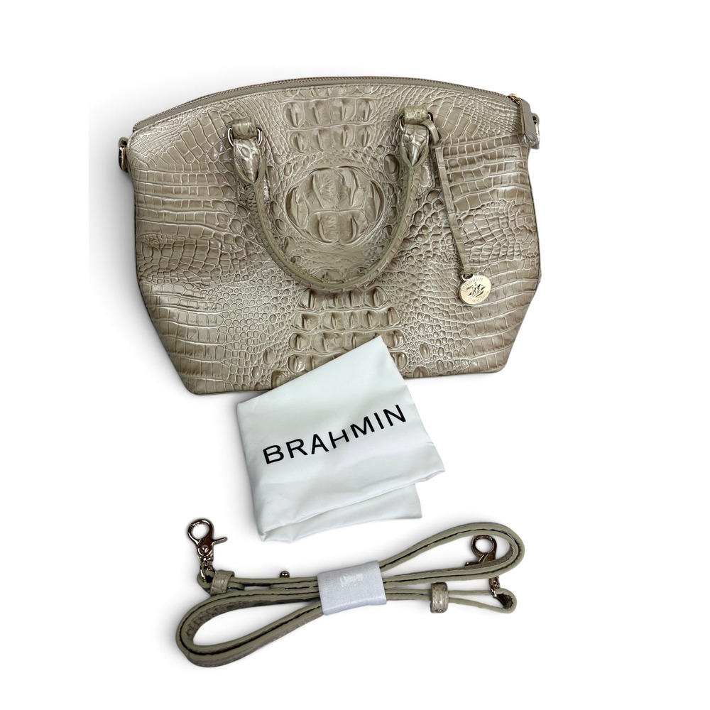Brahmin Duxbury Satchel Beige Melbourne Crocodile Embossed Leather Handbag NWOT